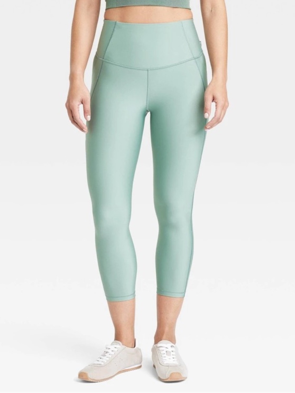 All in Motion Sage Green Effortless Support High Rise Pocketed Capri Leggings